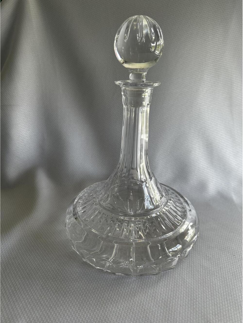 Crystal Clear Cut Glass Decanter with Stopper - Made in Slovakia